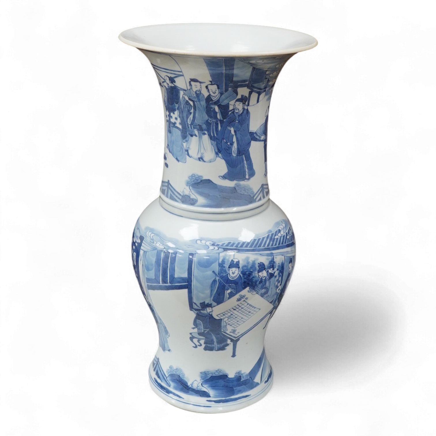A Chinese blue and white Yen Yen vase, 42cm high